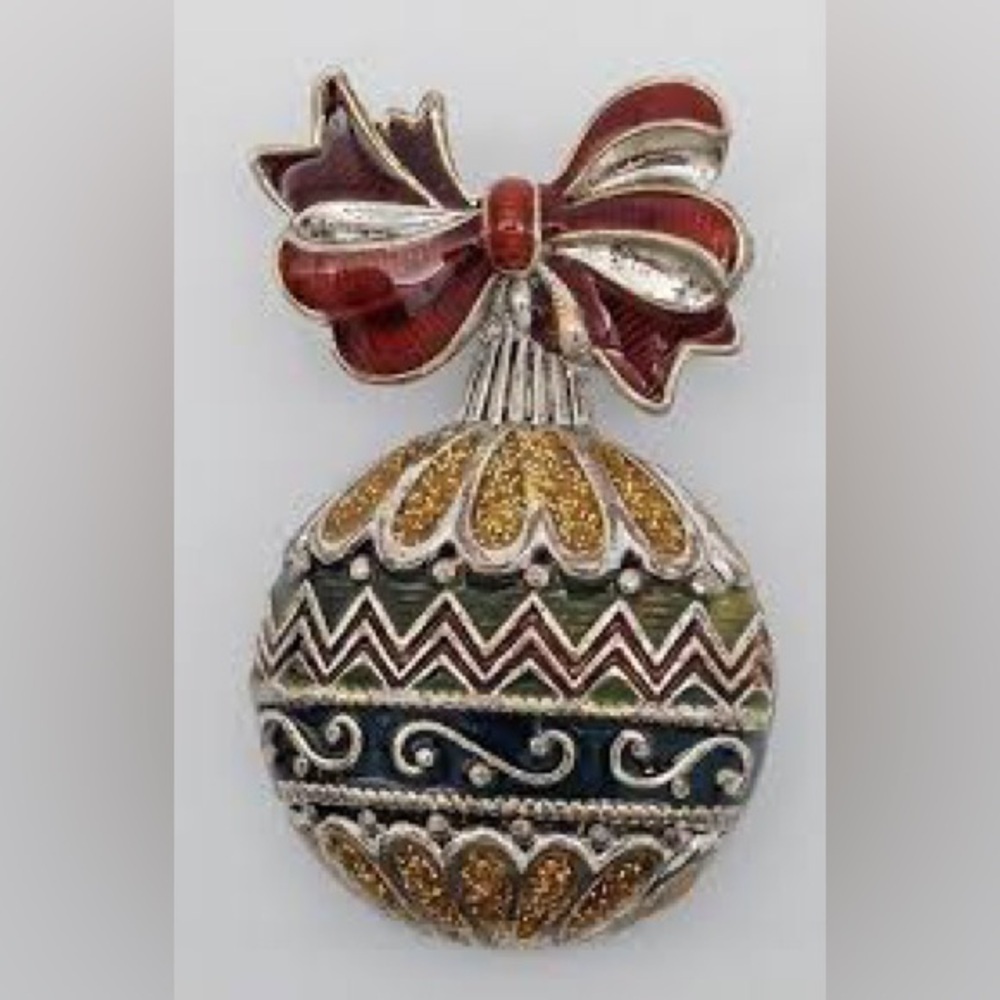 Vintage Signed NR Christmas Tree Ornament Enamel Color Pin Brooch RARE - Picture 2 of 8